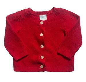 Edgehill Collection Baby Girls Red Knit Cardigan Sweater 12 Months